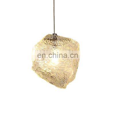 Fire Pendant Lights fFrosted Glass Inside Hand Blown Glass Chandelier Irregular Pendant Light