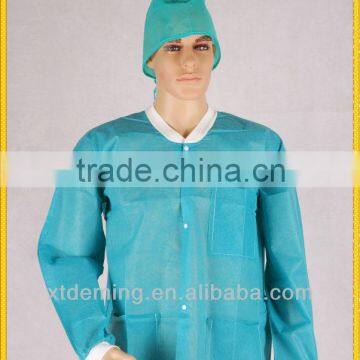 Hospital uniform disposable PP Lab Coat with Single Collar