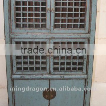 Chinese antique furniture blue pine wood six door cupboard