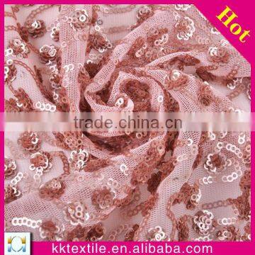 2014 korea new fashion dress embroidery fabric sequin flower