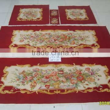 red fine wool hand-made french style aubusson sofa cover set