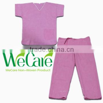 Disposable Non woven Medical Hosptail Woman patient Pink Scrub Suits