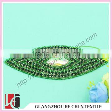 HC-0167 Eye Shape Appliques/iron on Full Crystal Beaded Applique for Banquet Dress