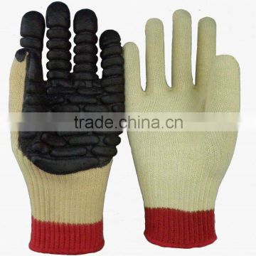 Cut Resistant anti-vibration foam rubber coated safety gloves
