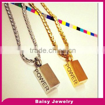New Design Fashionable cheap 316l stainless steel Rectangle necklace for men