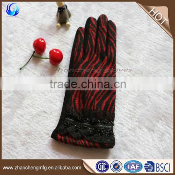 Factory custom cheap ladies winter striped cotton gloves for touch screen