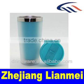 plastic and stainless steel 450ml travelling mug with lid