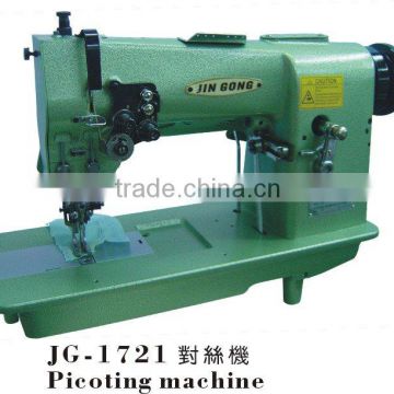 Double needle picot stitch machine with cutter