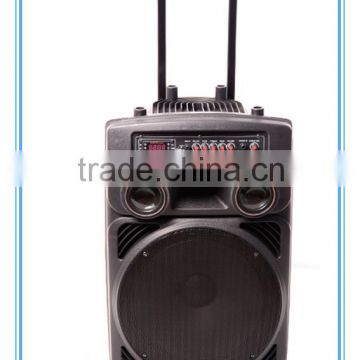 High quality active bluetooth speaker with led light remote and wireless mic for stage DP-15