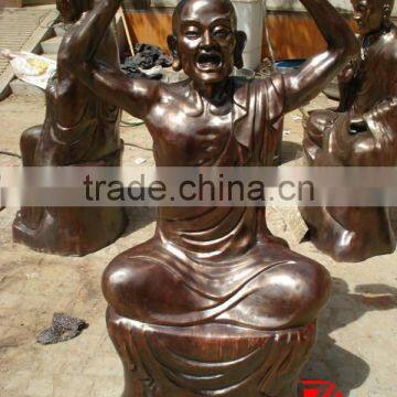 Chinese Shaolin Temple eighteen Arhats bronze Arhat raise hands sculprure