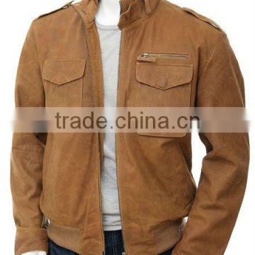 Leather Flight Jacket in Brown: