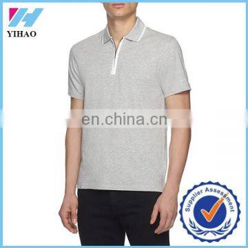 Yihao Trade assurance Men's sports Gray Stretch Cotton Zip Golf Polo T-Shirt