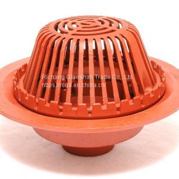 3008 Large Sump Cast Iron Roof Drain with 8 Inch No-Hub or Push On Outlet for Roof Drainage