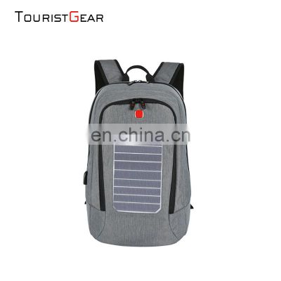 Waterproof solar panel laptop backpack anti theft backpack with usb charging port school bag