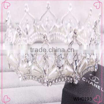 Pageant drill Round Tiara High-grade Crown For Wedding Performance Party