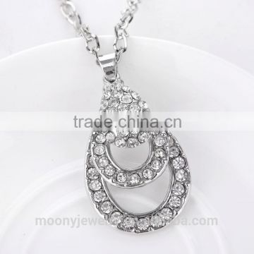 2015 fashion amazing crystal necklace hollow water droplet style necklace chain
