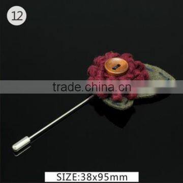 Plain Felt Fabric Flower Brooch Pins With Button Center For Dress,Adorable Laple Pins For Men