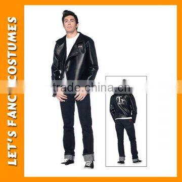 black leather coat fancy dress for men PGMC0968