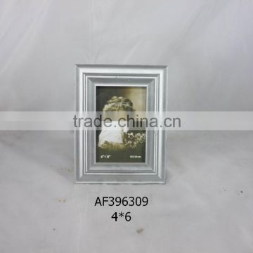 wood antique plain silver photo frame