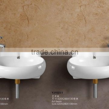 YJ1523ZY Ceramic Bathroom basin Oval Ceramic wall-hung basin