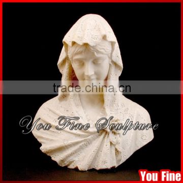Hand Carved Marble Female Head Bust Statue