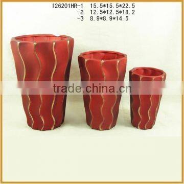 Handmade modern ceramic custom striped flower pot