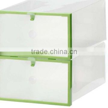 Good price clear plastic PP shoe box with plastic frame