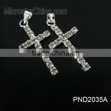 2015 Hot white color diamond design custom big cross rhinestone pendant