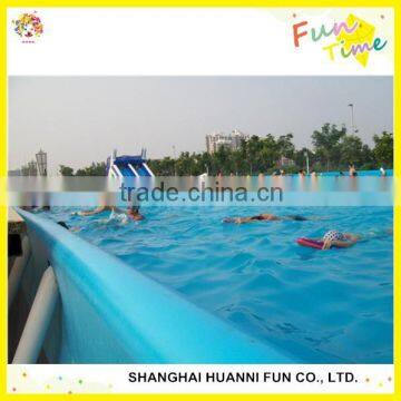 Summer swimming rectangular PVC outdoor above ground metal frame pools