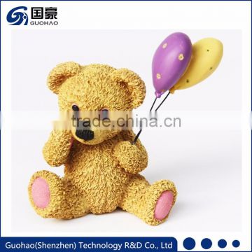 Custom small resin bear with balloon statue