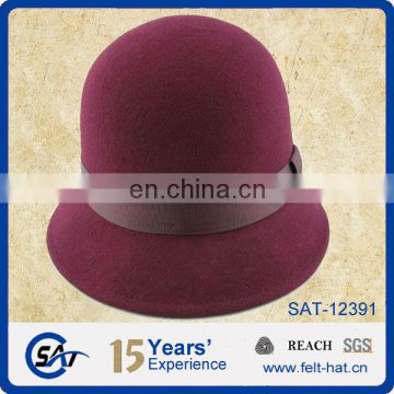 fashion red pure wool cloche hat