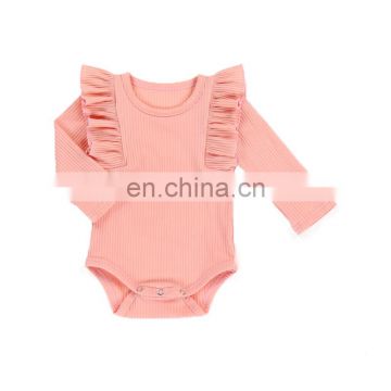 2020 newest toddler clothes light pink round neck long sleeve baby girls romper for newborn little girls wear