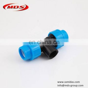 Shanxi Midas Factory price pp pe compression fittings 90 degree tee for irrigation pipe and water supply