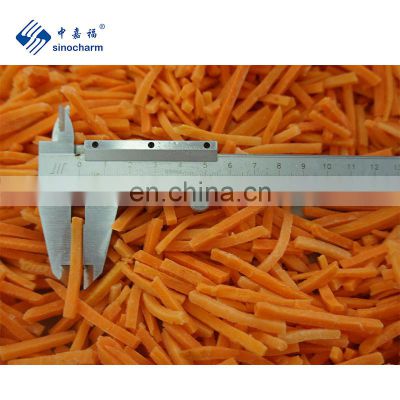 Sinocharm BRC A approved 4-8CM IQF Carrot Strip Frozen Carrot Strip