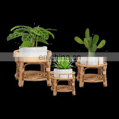 Classic woven Hot Trend Handmade Rattan Plant Stand From Vietnam Wicker Plant Holder Basket For Indoor Outdoor Wholesale