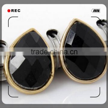 alloy/brass plating gold sliver black single stone earring designs