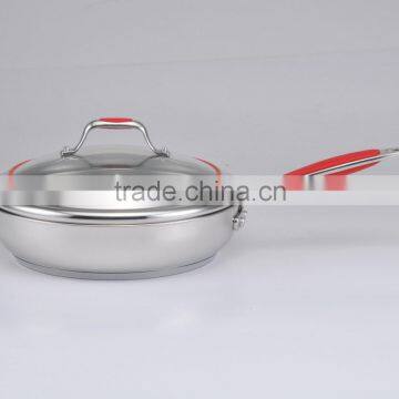 2014 new products garden gift stainless steel metal rena ware saute pan casting with silicone handle