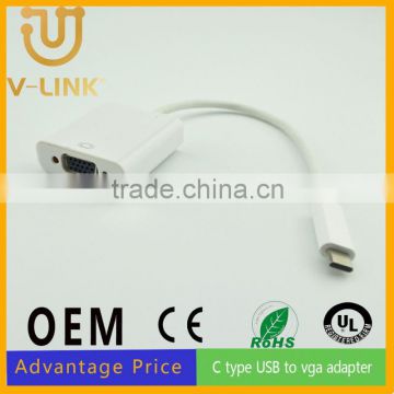 Manufactory price male to female c type usb to VGA converter cable for mobile phone accesories
