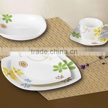 20pcs square decal new bone china dinner set, fine decal porcelain dinnerware