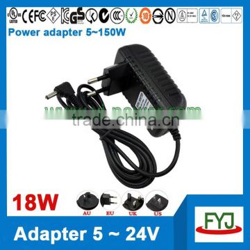 Factory Price ac dc adapter 18v 1a 18w with CCC CE UL FCC GS C-TICK PSE SAA KC BS
