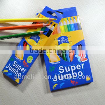 7" jumbo size triangular shape high quality 5.0mm color lead tri-grip colored pencil