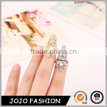 Diamond Ring Designs Enamel Flower Druzy Fingernail Ring