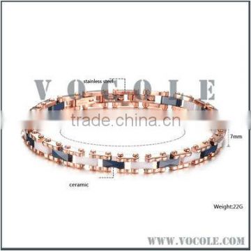 Fashion glitter chain design ceramics stainless steel bracelet