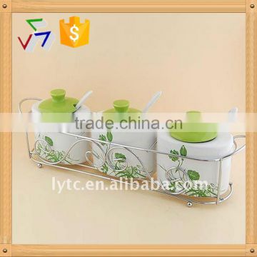 ceramic colorful canister set with spoon