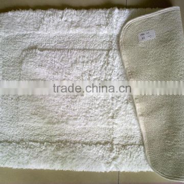 hotel antislip white cotton bath rug with rubber bottom