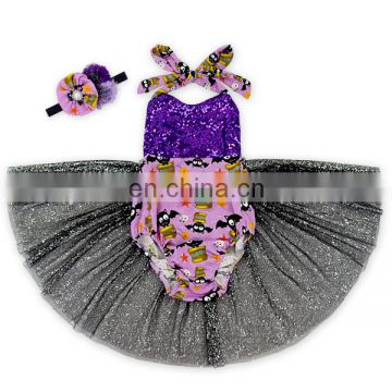 New Fashion Halloween Baby Tulle Romper Girls Summer Backless Romper Clothes Wholesale Baby Dress With Hair Band
