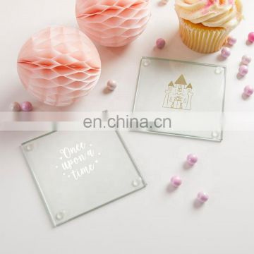 Square blank tempered glass coaster with pvc display box