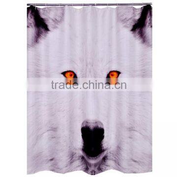 Waterproof new style wolf design transfer printing shower curtain