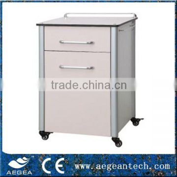 Clinic wood overbed table with drawer