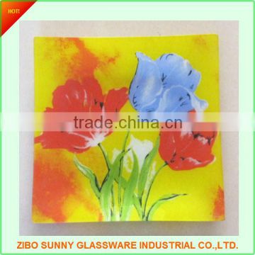 Decal glass plate in square shape